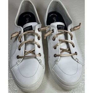 Sperry Woman's White crest Vibe Size 9, Comfort Shoes. Gold Lace